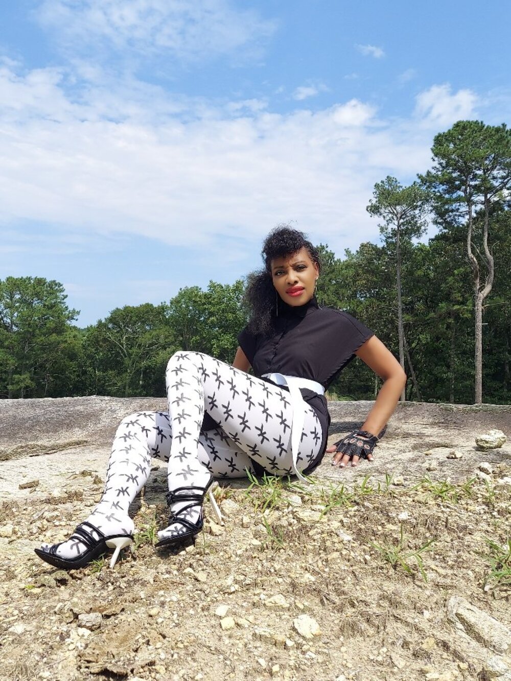 Deadstock Women's Black or White All Over Print Tights
